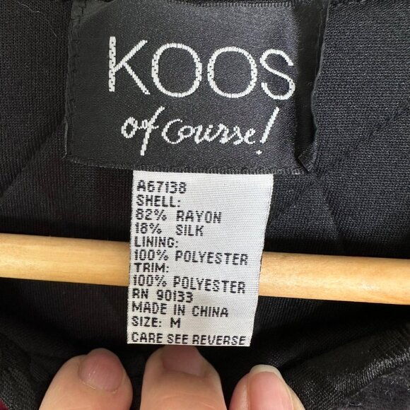 Vintage KOOS of Course! Patchwork Velvet Textured Jacket Silk Red Black Size Med - Picture 6 of 8